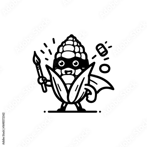 Superhero Corn Character Illustration Art Design.
