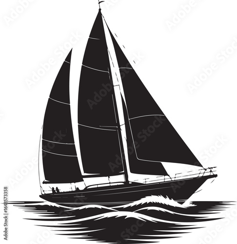 Sailing yacht gliding through choppy seas at dawn