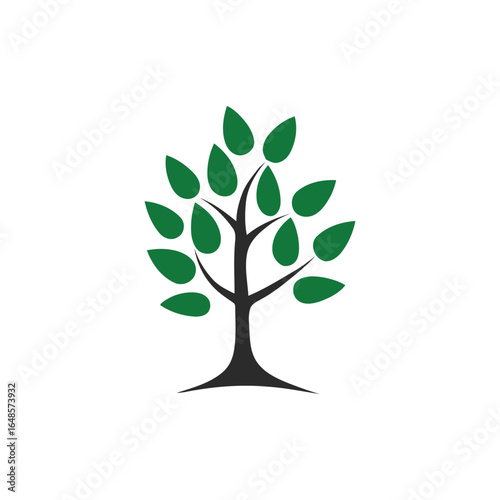 Single tree vector icon for nature logo, eco-friendly design, and environmental conservation themes