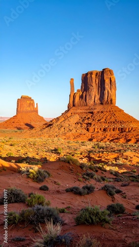 Desert buttes bathed in golden light (1)