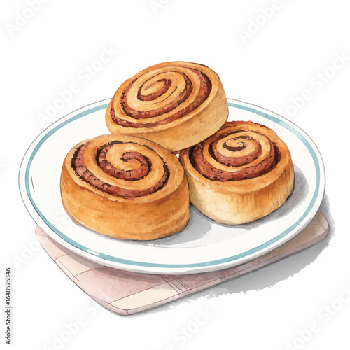 Warm cinnamon rolls on a plate, inviting breakfast pastries perfect for brunch menus, sweet indulgence with a comforting, homemade feel, delicious treat