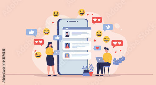 Vector Illustration of Social Media Communication and Interaction Concept