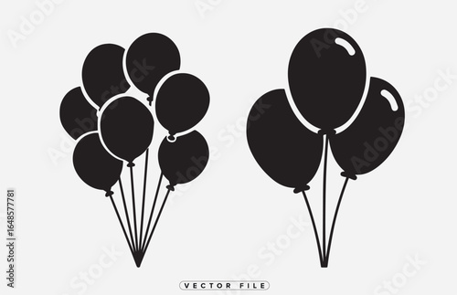 Black balloons in vector format on a white background for design