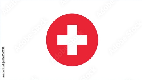 Red circle with white medical cross symbol