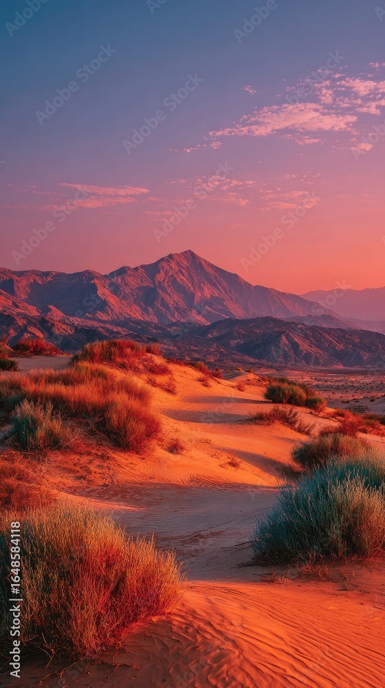 Fototapeta premium Desert landscape at vibrant sunset