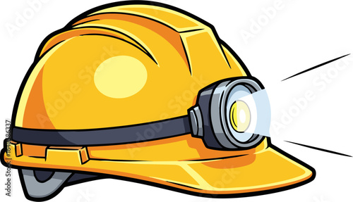 Bright Yellow Hard Hat with Integrated Headlamp