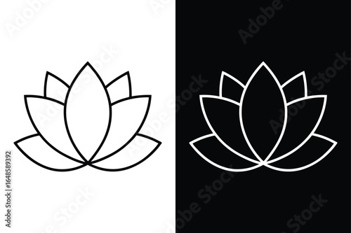 Black and White Lotus Flower Outline for Elegant Design Projects