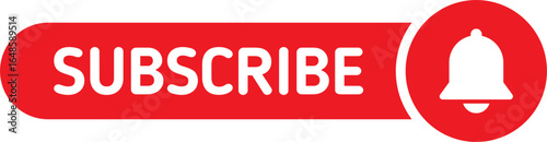 red subscribe button vector. video, social media