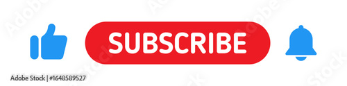 red subscribe button vector. video, social media