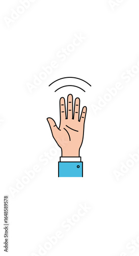 A friendly greeting gesture represented by a hand waving hello showing warmth and connection
