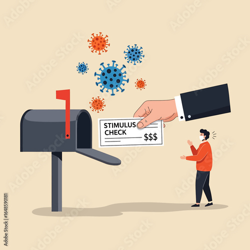 Stimulus check being delivered during pandemic financial relief concept high quality professional