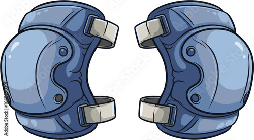 Pair of Blue Knee Pads with Silver Straps for Protection and Safety