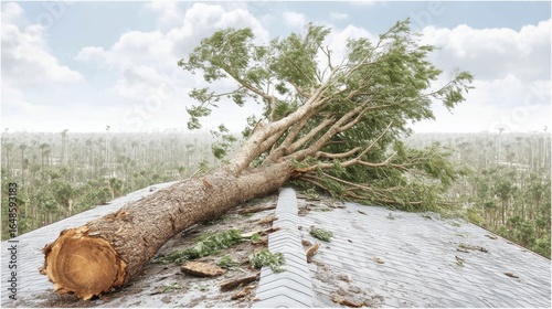 Fallen Tree Blocking Road After Storm Weather Damage Insurance Claim Photos and Tree Removal