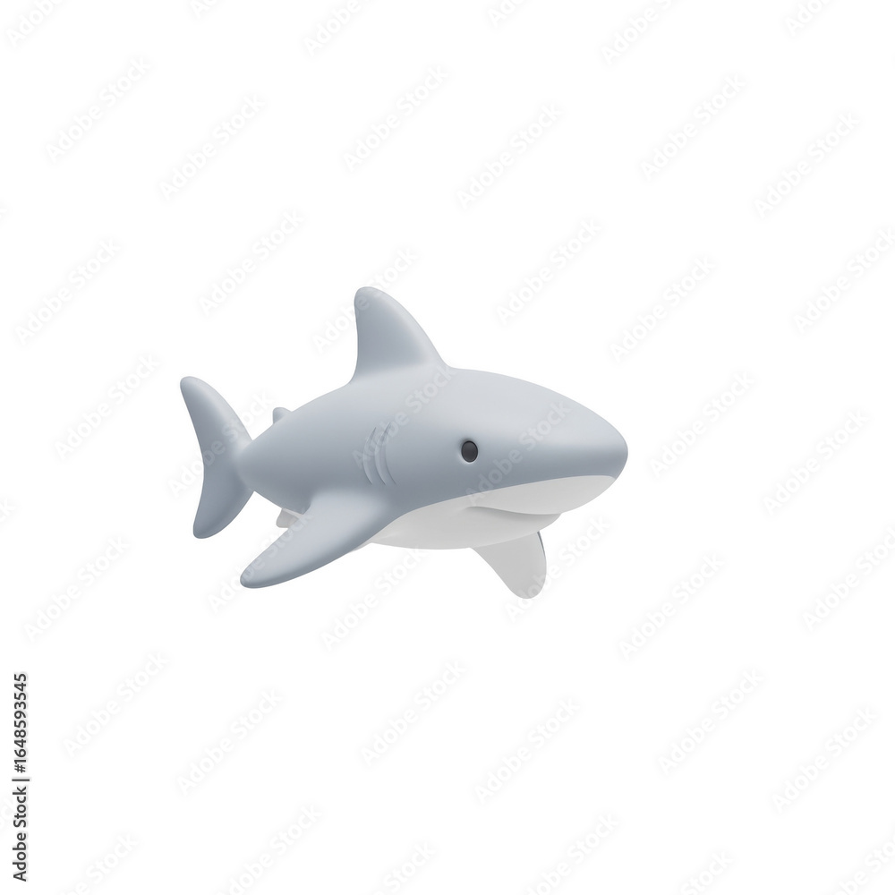Fototapeta premium Isolated, digitally rendered gray shark with a transparent background creates a simplistic design.
