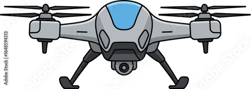 Futuristic Dual-Propeller Drone Front View Vector illustration