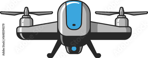 Futuristic Dual-Propeller Drone Front View Vector illustration