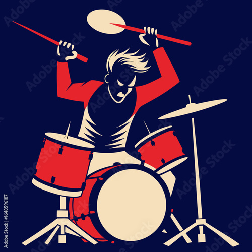 Rock Drummer Illustration