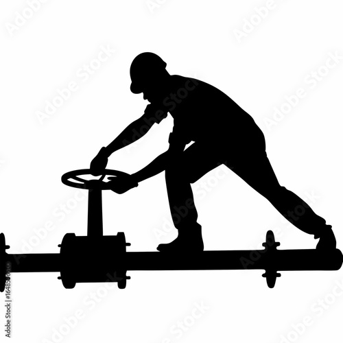 Worker Silhouette Operating Machinery
