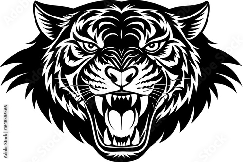 Angry Tiger Head Illustration