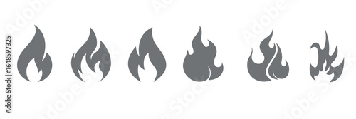 Set of fire, vector silhouettes of fire, silhouette set of flame, set of fire icons, srt of flame icons