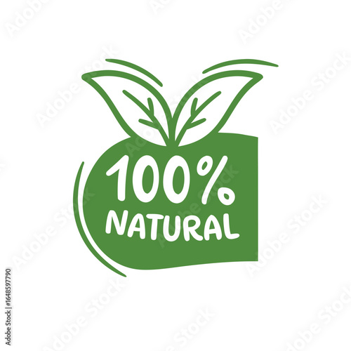 Green leaves and text indicating natural product organic pure