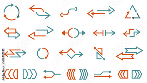 Arrow switch. Rotation and reload icons, connection or restart symbols, web digital elements, recycle simple signs, isolated interface UI menu objects, pictogram for app qualitative vector set