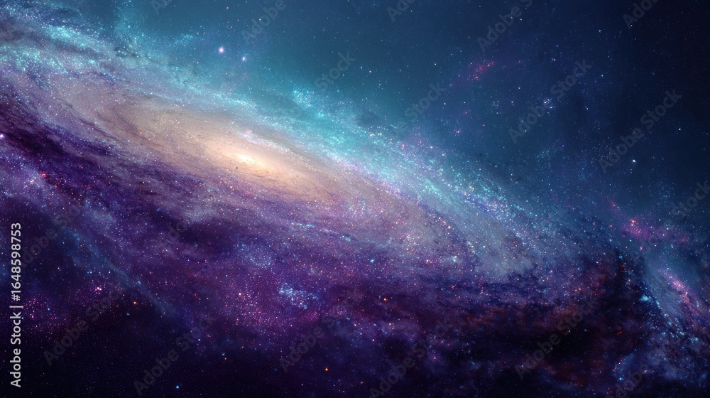 Fototapeta premium Cosmic Swirl: A Celestial Tapestry of Purple and Teal