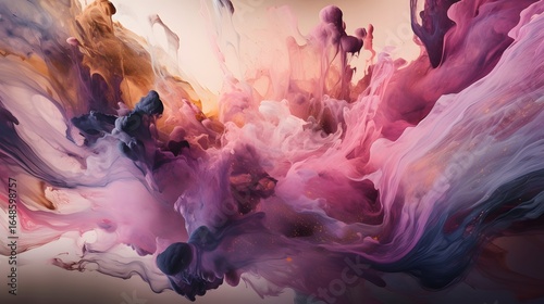 Swirling Abstract Art: A captivating abstract composition featuring a dynamic interplay of colors, resembling clouds and smoke, in a visually stunning and mesmerizing display.