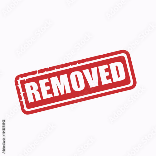 Red stamp with white text stating removed vector