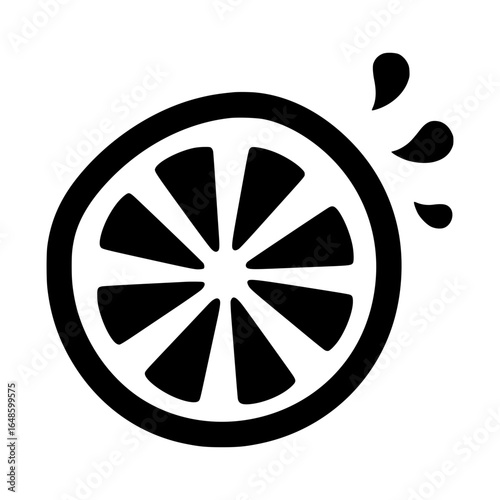 Citrus Slice Icon - Black Outline