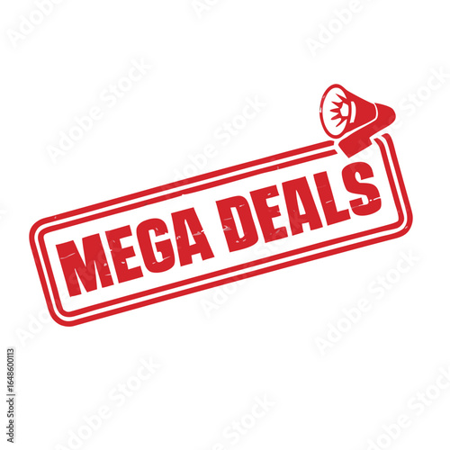 Red megaphone announcement for mega deals sale