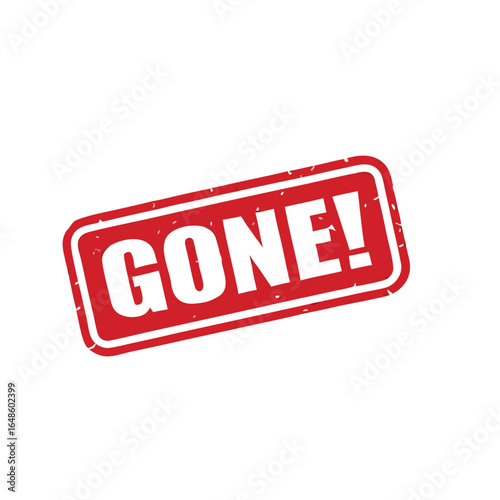 Red stamp with white text saying gone vector