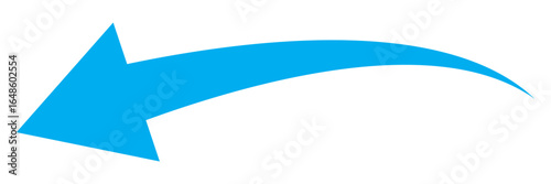 Blue curved arrow icon on white background. Stylish blue arrow vector.  Arrow icon for web site. Arrow indicated the direction symbol vector. Curved arrow sign icon. Curved arrows vector.  