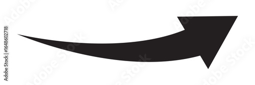 Black curve arrow icon on white background. Stylish black arrow vector. Arrow icon for web site, logo, app. Arrow indicated the direction symbol vector. Curved arrow sign icon. Curved arrows.