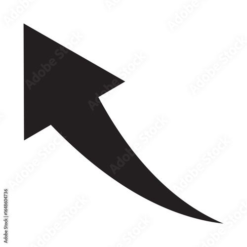 Black curve arrow icon on white background. Stylish black arrow vector. Arrow icon for web site, logo, app. Arrow indicated the direction symbol vector. Curved arrow sign icon. EPS 10.