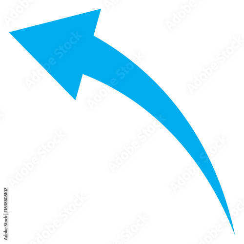 Blue curved arrow icon on white background. Stylish blue arrow vector.  Arrow icon for web site, logo, app. Arrow indicated the direction symbol vector. Curved arrow sign icon. Curved arrows vector. 