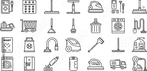 Cleaning tools collection vector illustration representing cleanliness hygiene sanitation and housework equipment perfect for cleaning service advertising and housekeeping materials