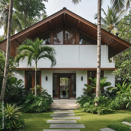 Tropical Wooden Roof House Exterior