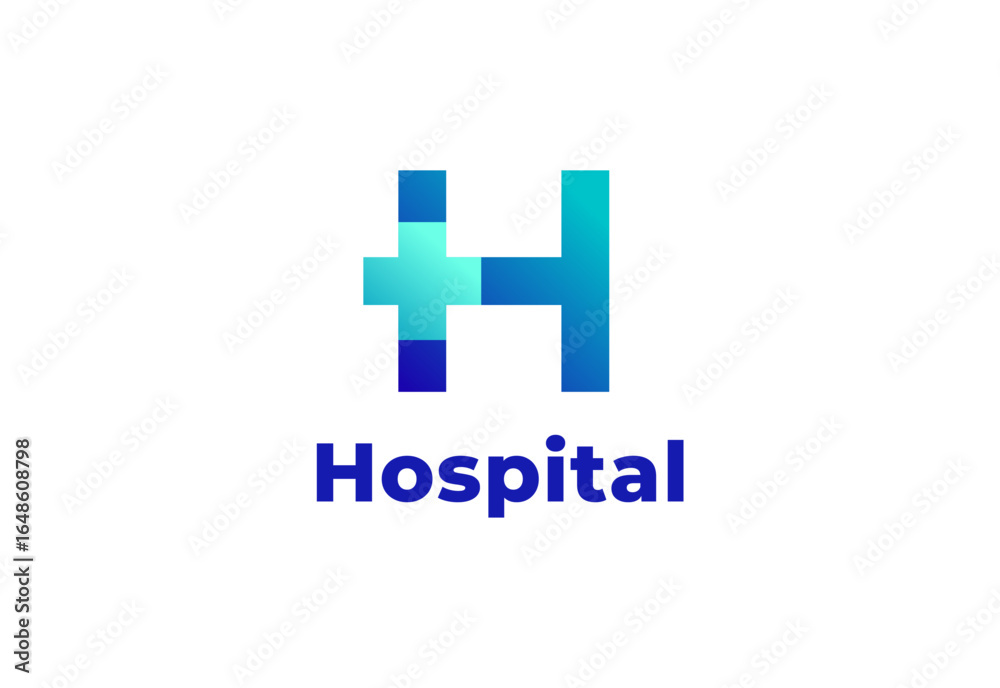 Obraz premium Logo letter H with symbol medical plus, Creative template for hospital and healthcare.