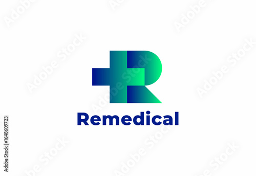 Free Download Logo letter R with symbol medical plus, Creative template for hospital and healthcare. - GFXLoad