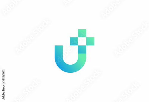 Logo letter U with symbol medical plus, Creative template for hospital and healthcare.