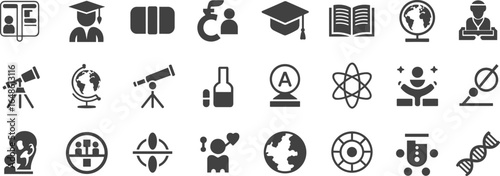 Collection of education science and medical flat icons school