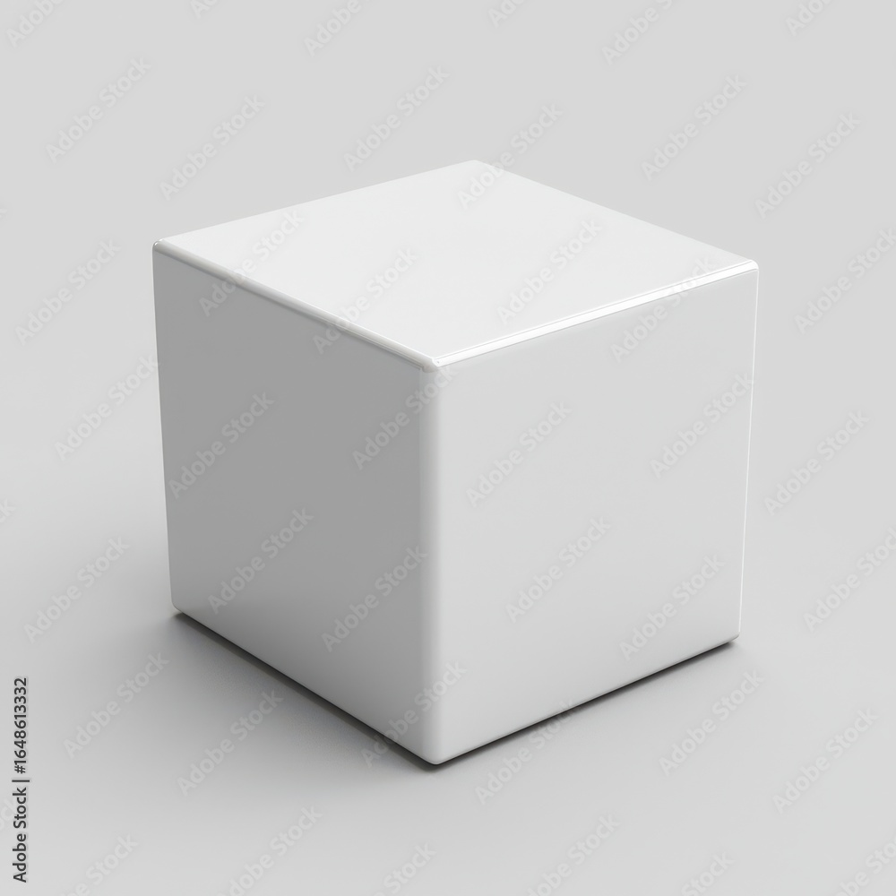Fototapeta premium White Cube on Light Gray Background Minimalist 3D Rendering