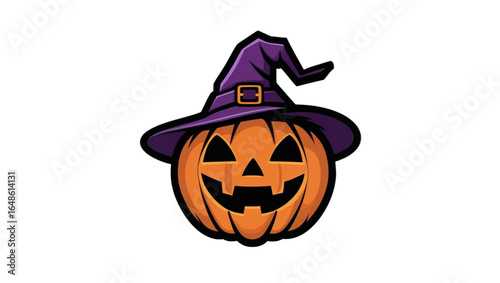 halloween jack o lantern - pumpkin with wich hat vector