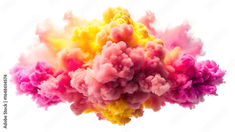 Fototapeta premium white and Pink and Yellow Cloud Explosion isolated on white background