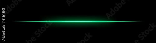 Laser. Thin horizontal beam with bright glow and soft gradient edges. Simple linear composition creates futuristic energy effect on dark background.