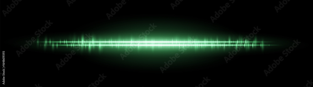 Fototapeta premium Glitch beam set. Sharp light wave with double reflection and rhythm pattern. Emulates tech signal or audio wave in digital motion graphics.