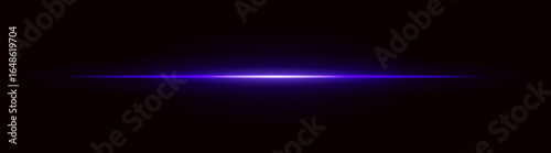 Radiant light. Straight glowing beam with intense center and dark fade edges. Suitable for digital interfaces and futuristic motion effects.