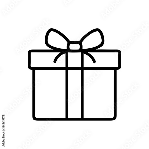 Charity gift box with ribbon icon transparent background