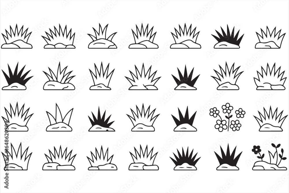 Fototapeta premium Simple Outdoor and Grass Icons for Landscaping, Gardening, and Eco Project